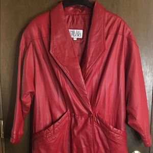 Red Leather Trench Coat